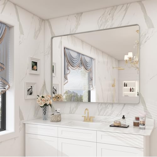 40x30 Inch Silver Brushed Bathroom Mirror by CHARMOR