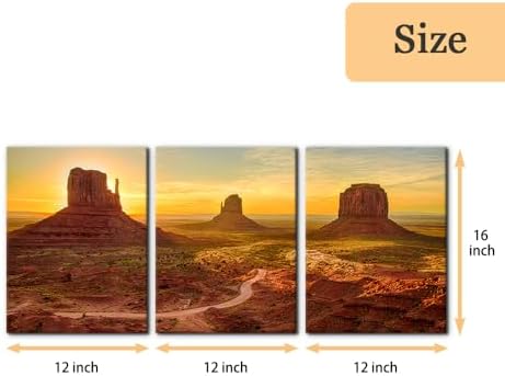 Pacimo 3 Pieces Canvas Print Wall Art Set Monument Valley Modern Walls - Image 4