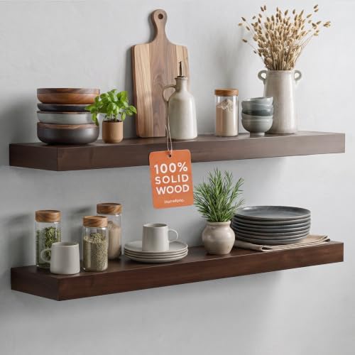 Homeforia 30 Inch Floating Shelves, High-End Solid Pine Wood by Homeforia