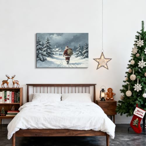 AVANT GARDE CANVAS Christmas Canvas Wall Art, Santa Claus Walking in Snow - Image 4