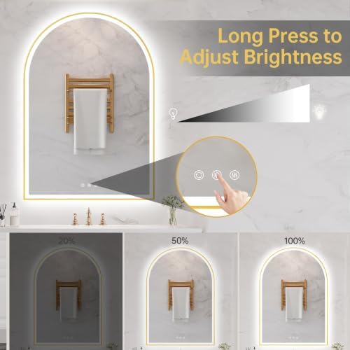 28"x40" Arched LED Lighted Bathroom Mirror - Image 5