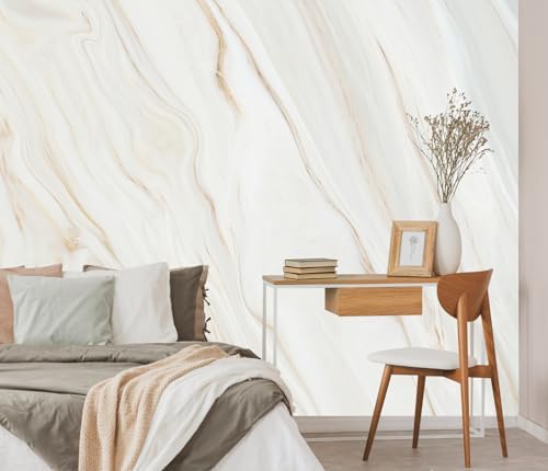 Brown and White Marble Wallpaper Mural Peel and Stick 82"x57" by TUNDJ