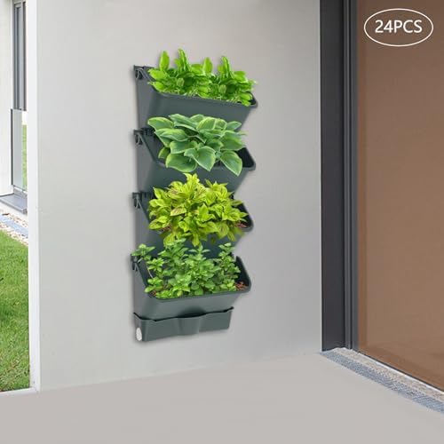 Stackable Garden Planter, 24 Pack Hanging Wall Flower Pot - Image 4