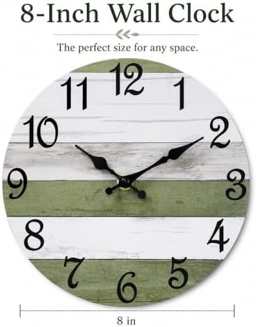 CHYLIN Wall Clock Silent Non-Ticking Battery Operated Green White Striped - Image 2
