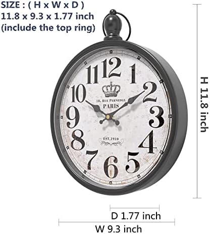 Menterry Retro Farmhouse Wall Clock. Black Vintage Antique Style - Image 2