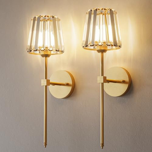 Crystal Battery Operated Wall Sconces Set of 2 by LJUJAM