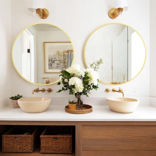 Sunniry Gold Round Mirror 20 inch, 2 Pack Circle Mirror, Brushed Metal Frame by Sunniry