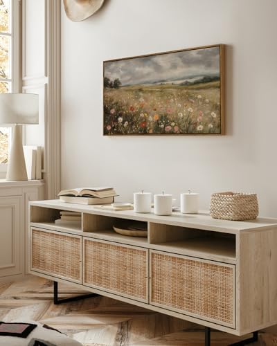 InSimSea Extra Large Framed Vintage Wall Art, Wildflower Field Art - Image 4