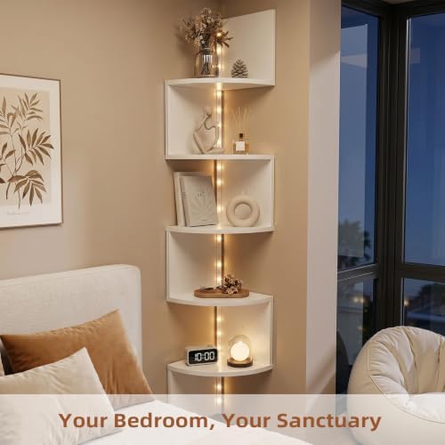 HAAYOT Corner Shelf Wall Mounted: 5-Tier Floating Shelves - Image 3