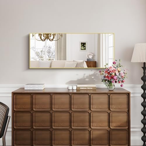 KOCUUY Gold Bathroom Mirror, HD Tempered Glass, Anti-Rust Frame, Modern Design - Image 5