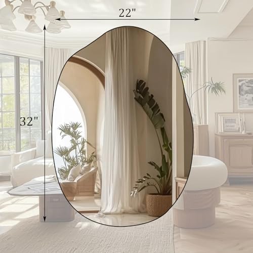 HARRITPURE 22"x32" Irregular Wall Mirror, Bathroom Mirror - Image 5