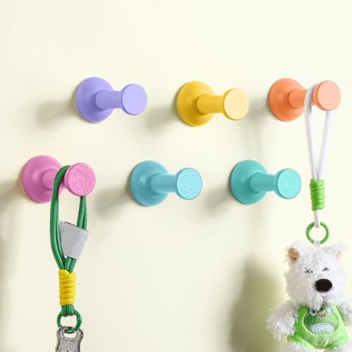 6 Pack Morandi Wooden Wall Hook, Adhesive Decorative Hanging Rack by Otoolling