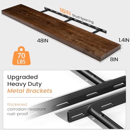 Floating Shelves for Wall, Farmhouse Wooden Shelf for Living Room, Bathroom and - Image 3