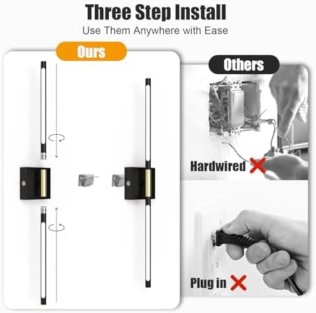 Battery Operated Wall Sconces Set of 2 Rechargeable LED Wall Lights, Dimmable - Image 4