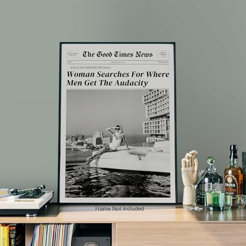 Black and White Newspapers Wall Art 12X16 in Unframed Women Searches - Image 3