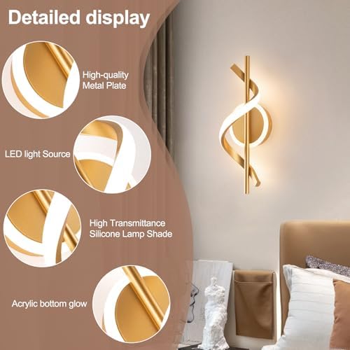 EIDISUNY 2Pack LED Wall Sconces Indoor, 12W LED Wall Mount Lights, Modern - Image 4