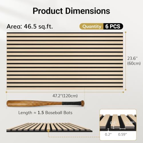 TONOR Wood Wall Panels for Interior Wall Decor-6 Pack 47.2" x 23.6" - Image 4