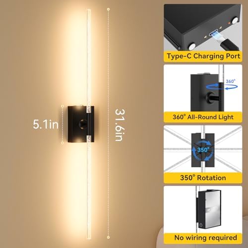 Battery Operated Wall Sconces Set of 2 - Image 5
