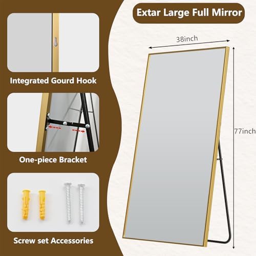 Koonmi 77"x38" Floor Mirror Full Length, Large Gold Mirror - Image 2