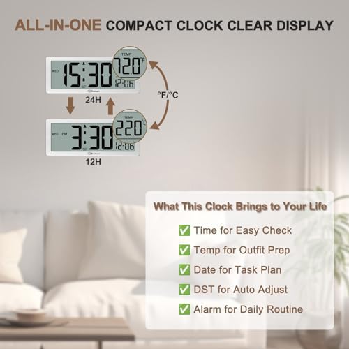Soobest 8.5 Inch Digital Wall Clock Battery Operated, Compact Display - Image 5