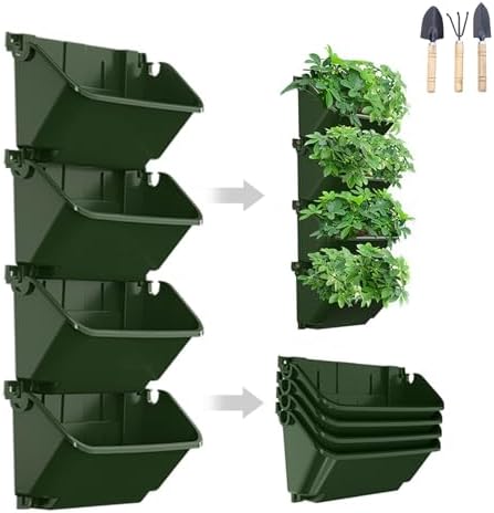 Vertical Wall Planter, 4 Packs Self Watering Wall Planters by Gatyagff