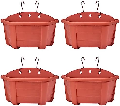 ORIMERC 9.8 inch 4 Pack Brick Red Wall Hanging Planters Pots by OrimercGarden
