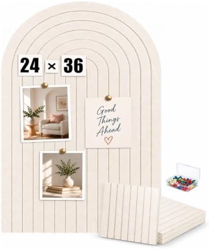 Large Arched Felt Bulletin Board, Sized 36" x 24" by Unknown