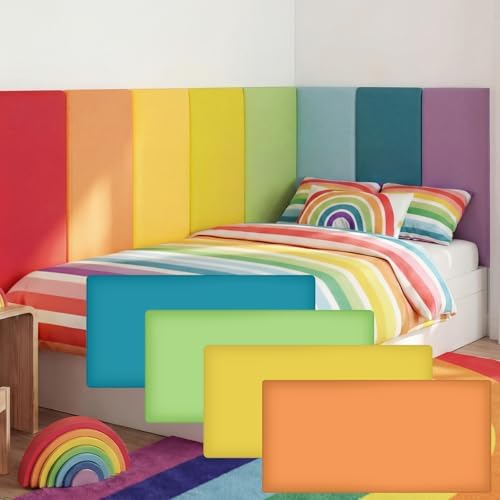 8 Pack Wall Padding Headboard 23.62" x 11.81" x 1.18" Rainbow Colors by Hahafelt