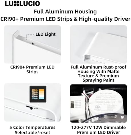 10" White Rectangular Indoor Up Down LED Wall Sconce, 2 Pack - Image 6