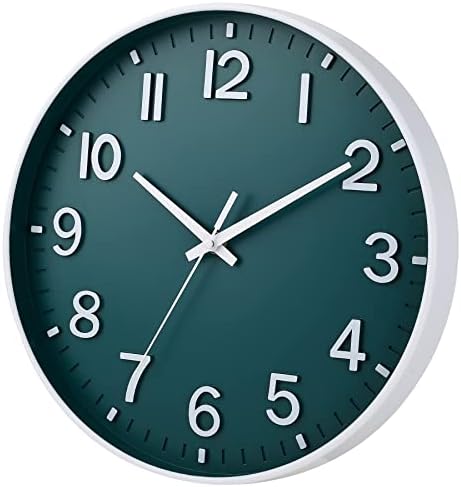 HZDHCLH 12 Inch Silent Wall Clock Battery Operated Non Ticking Dark Green - Image 3