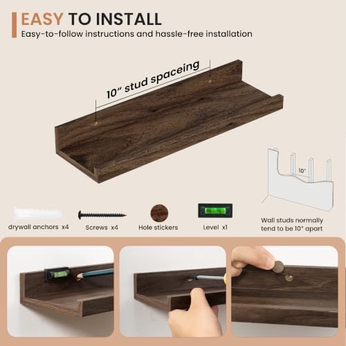 Dreamland Picture Ledge Shelf for Wall, Floating Shelves Set of 4, 16 inch Long - Image 4