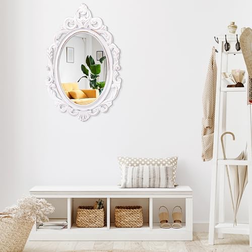White Oval Mirrors with Frame White Vintage Wall MirrorArendahl Traditional - Image 4