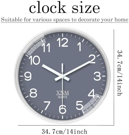 XNM Minimalist Wall Clocks Battery Operated 14 Inch - Image 3