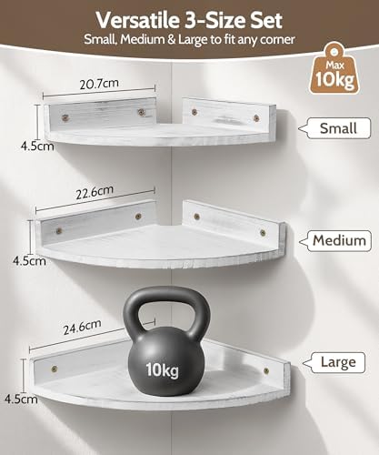 Corner Shelves for Wall, Distressed White Shelves - Image 3