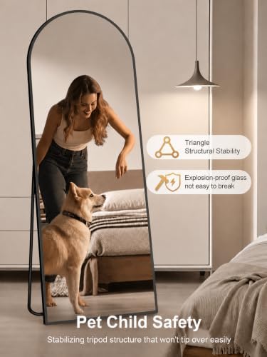 Simple Deluxe 68"x25" Arched Full Length Mirror–Black Aluminum Alloy Floor - Image 4