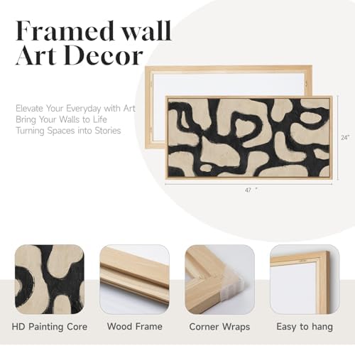 Framed Neutral Modern Abstract Horizontal Wall Art - Image 4