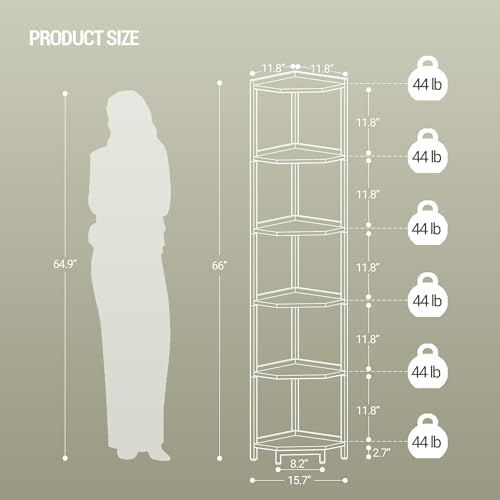 Hzuaneri Corner Shelf Stand 6-Tier Corner Bookshelf Storage Standing Shelf - Image 2