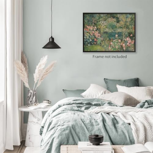 Haitunone Sage Green Scenery Garden Wall Art Landscape Botanical Wildflower - Image 6