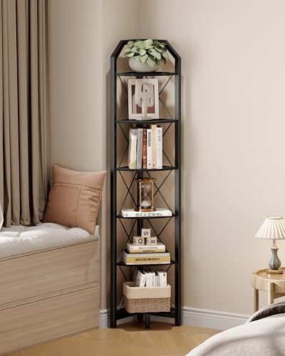 CHOEZON 6-Tier Corner Shelf, Industrial Corner Bookshelf, 71.2" Display Storage - Image 3