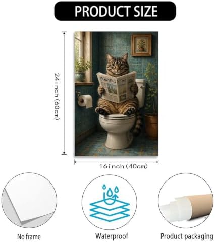 Funny Cat Newspaper Poster Morning News Reading Canvas Wall Art - Image 3