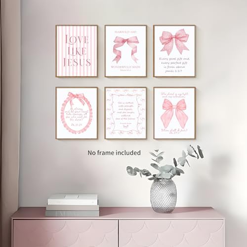 3 Piece Pink Bows Wall Art for Girls Room College Gifts for Girls 8x10 In - Image 4