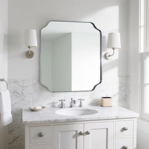 ANDY STAR 24"x24" Chrome Mirror, Polished Nickel Square Mirror by ANDYSTAR