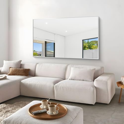 BONEWEI Silver Bathroom Mirror, 60x36 inch Wall Mirror - Image 5