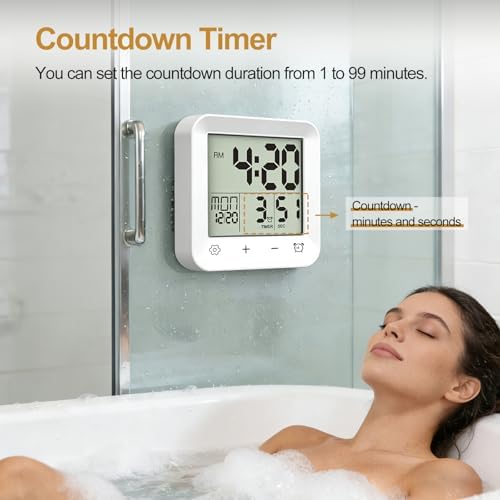 Shower Clock Waterproof, Bathroom Digital Clock - Image 2
