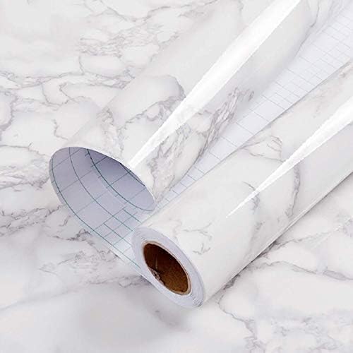 practicalWs Glossy Marble Contact Paper White Peel and Stick by practicalWs