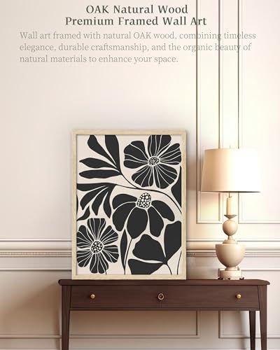 iHery 16x20in Natural OAK Wood Framed Abstract Flower Wall Art - Image 4