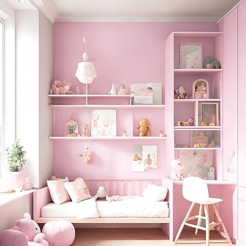 Yasinet Pink Peel and Stick Wallpaper Pink Contact Paper Light Solid Color - Image 3