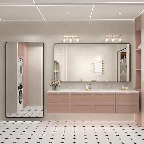 66x36 Inch Black Metal Framed Bathroom Mirror - Image 6