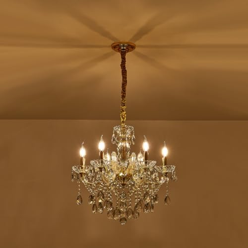 YLONG-ZS 6-Light Crystal Gold Chandelier Light Fixture - Image 5