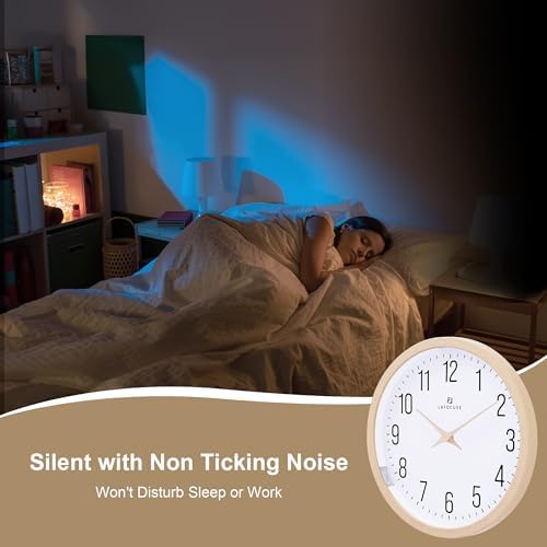 Lafocuse 12 Inch Glow in the Dark Wall Clock Lighted Battery Operated Beige - Image 6